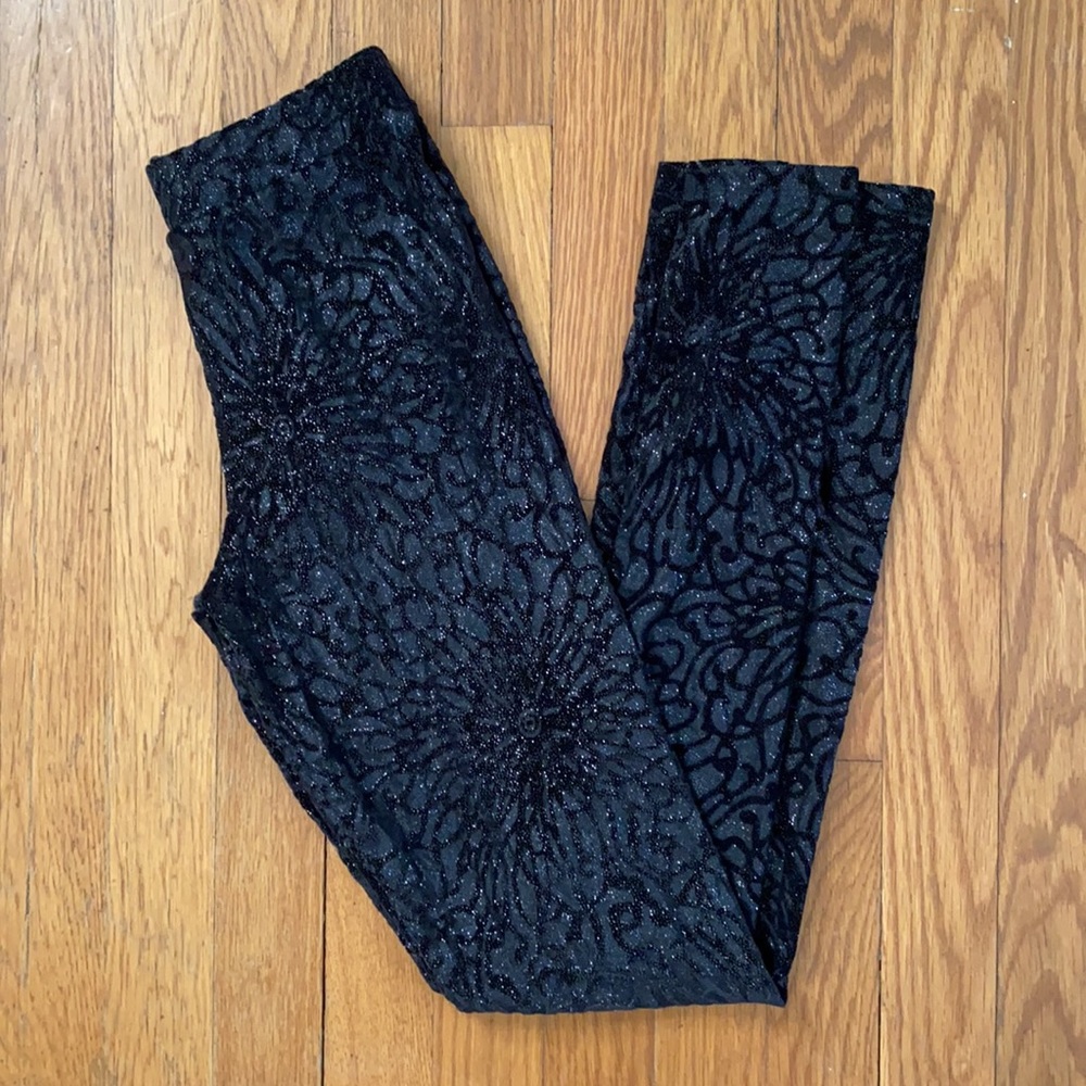 TopShop Black Glitter Velvet Sparkle Leggings Pant